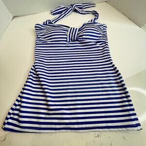 Tankini Blue & White Stripe Nautical Swim Top Sz Small